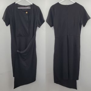 Eloquii Black Sheath Dress Career LBD Drapey